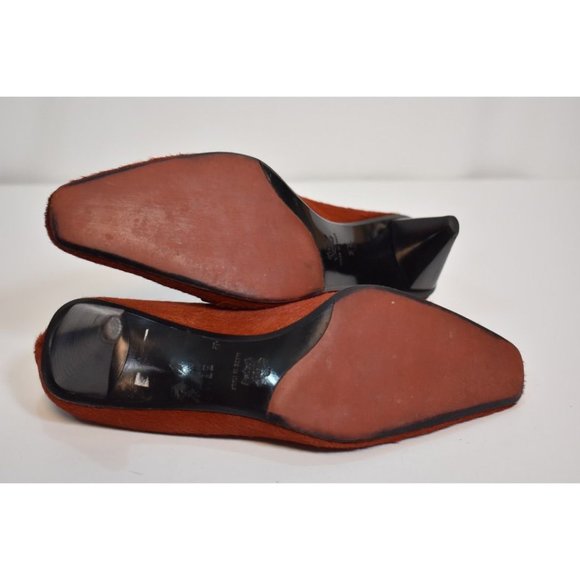 Women's Florence Girardier Dark Orange Mohair Square Toe Pump 7 - Picture 6 of 12